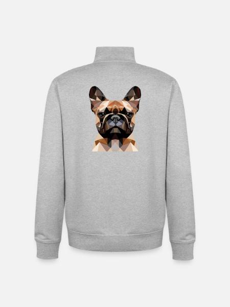 French Bulldog Polygon - Unisex Organic Zip Sweatshirt by Stanley/Stella - heather grey