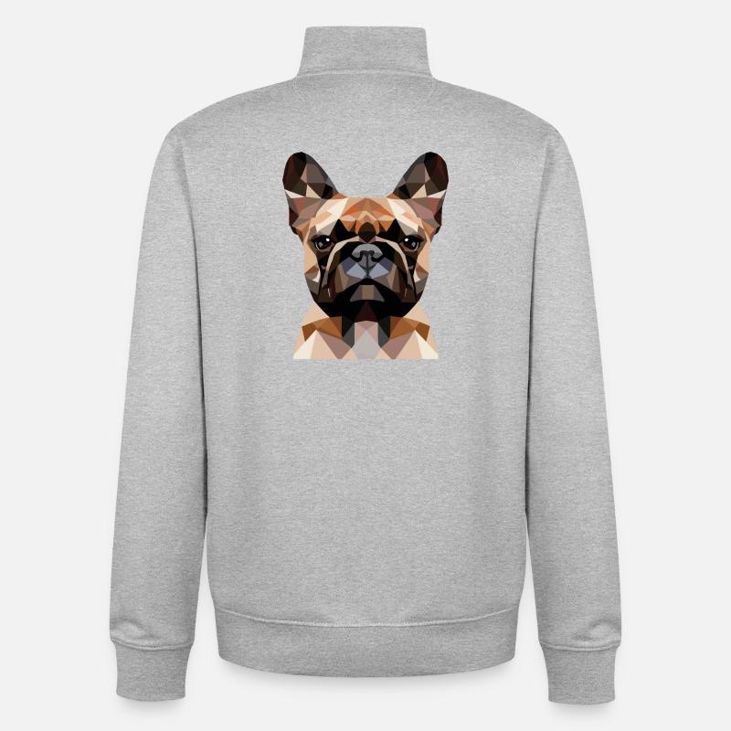 Polygone bouledogue français - Sweat zippé unisexe en coton bio Stanley/Stella - gris chiné