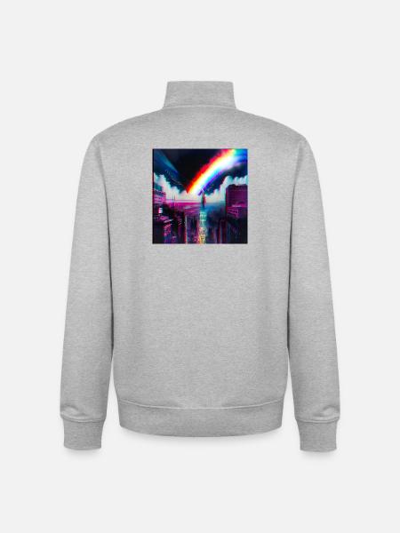 Rainbow City Art Futuristic - Unisex Organic Zip Sweatshirt by Stanley/Stella - heather grey