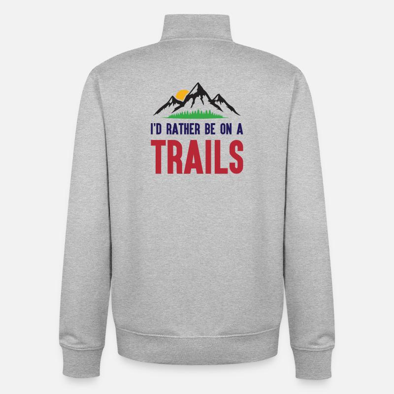 Berge - Ich bin lieber auf einem Trail - Unisex Organic Zip Sweatshirt von Stanley/Stella - Grau meliert