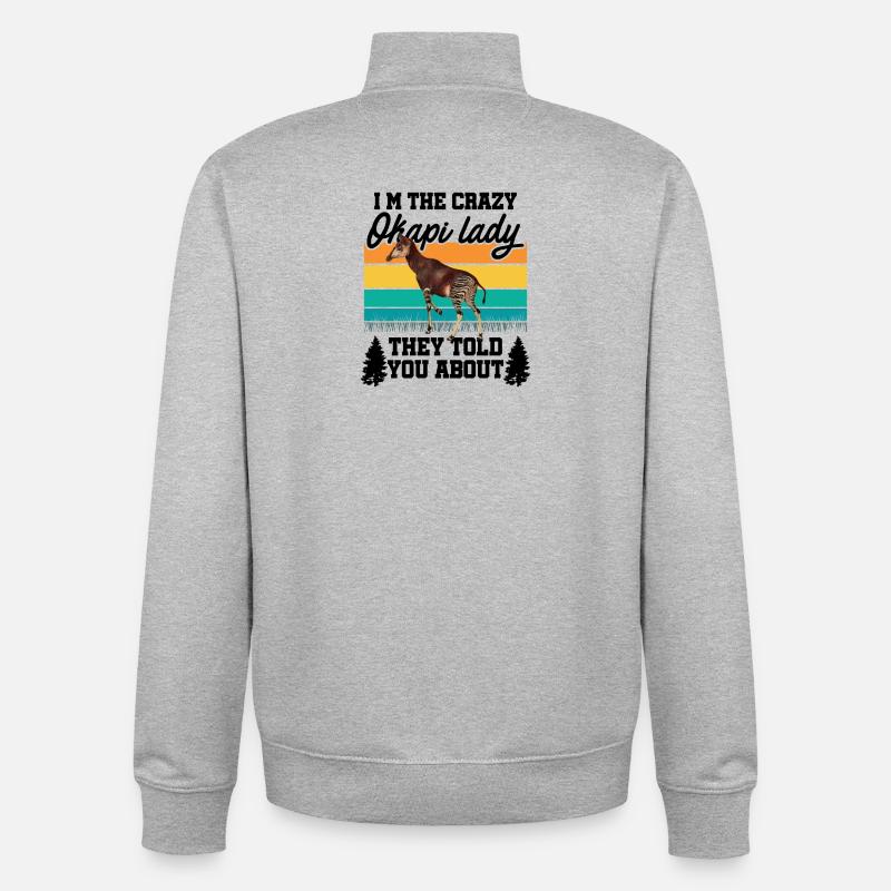 I'm The Crazy Okapi Lady - Unisex Organic Zip Sweatshirt by Stanley/Stella - heather grey
