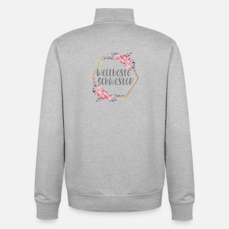 Weltbeste Schwester Schwesterherz Geschenk - Unisex Organic Zip Sweatshirt von Stanley/Stella - Grau meliert
