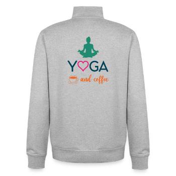 Yoga et café - Sweat zippé unisexe en coton bio Stanley/Stella - gris chiné - Dos - AI Model Male 185 light (185cm)