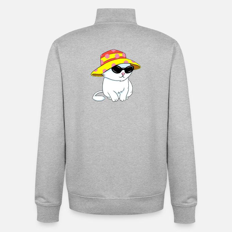 Chaton de style plage - Sweat zippé unisexe en coton bio Stanley/Stella - gris chiné