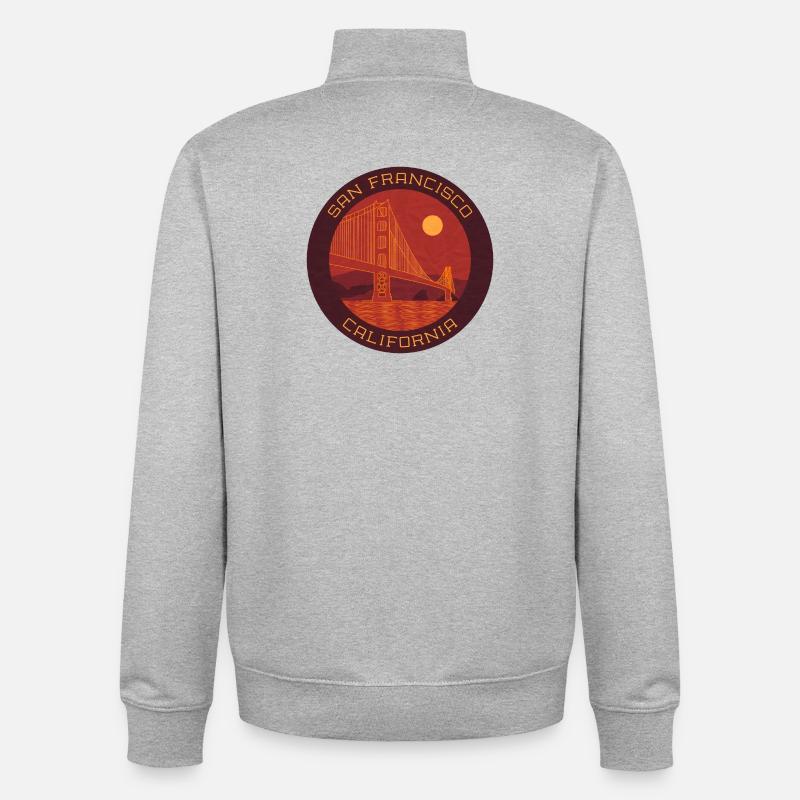 San Francisco | Pont du Golden Gate - Sweat zippé unisexe en coton bio Stanley/Stella - gris chiné