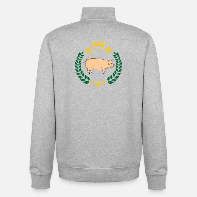 Schwein im Lorbeerkranz befleckt - Unisex Organic Zip Sweatshirt von Stanley/Stella - Grau meliert