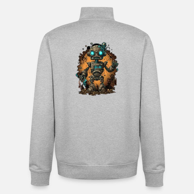 mignon petit robot - Sweat zippé unisexe en coton bio Stanley/Stella - gris chiné