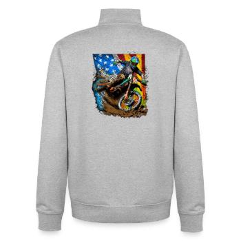 Moto X American Splash - Unisex Organic Zip Sweatshirt von Stanley/Stella - Grau meliert - Hinten - AI Model Male 185 light (185cm)