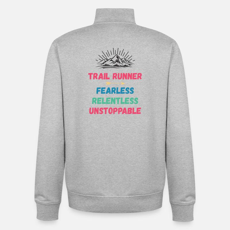 Trail Runner - Intrépide. Implacable. Imparable. - Sweat zippé unisexe en coton bio Stanley/Stella - gris chiné