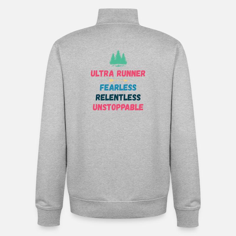 Ultra Runnner - Intrépide. Implacable. Imparable. - Sweat zippé unisexe en coton bio Stanley/Stella - gris chiné