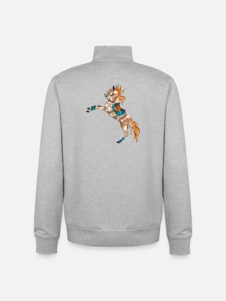 skurriles buntes Pferd - Unisex Organic Zip Sweatshirt von Stanley/Stella - Grau meliert