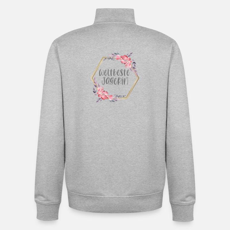 Weltbeste Jägerin Jagd Beruf Geschenk - Unisex Organic Zip Sweatshirt von Stanley/Stella - Grau meliert