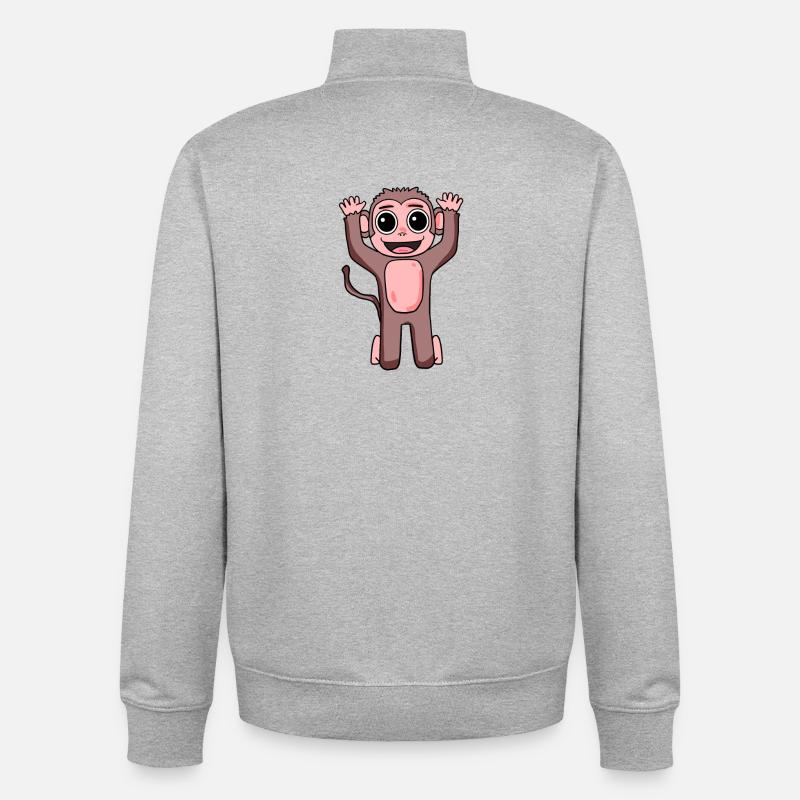 Motif singe pour enfants - Sweat zippé unisexe en coton bio Stanley/Stella - gris chiné