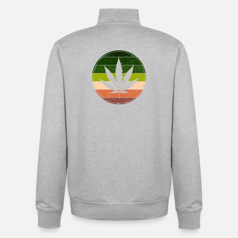 Retro Rainbow Cannabis Runde - Unisex Organic Zip Sweatshirt von Stanley/Stella - Grau meliert