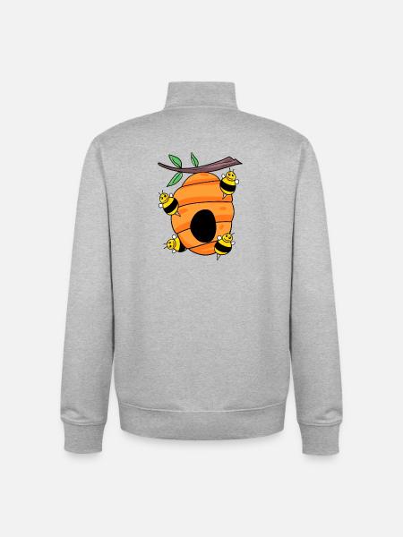 Bier, bier, bi, hveps, hvepsebo - Stanley/Stella unisex sweatshirt med lynlås i økologisk - grå meleret