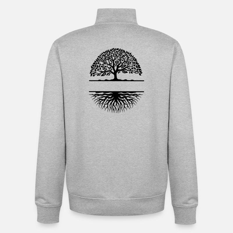 Bannière arbre à racines - Sweat zippé unisexe en coton bio Stanley/Stella - gris chiné