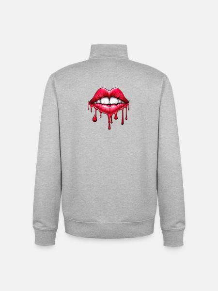 Lips - Unisex Organic Zip Sweatshirt by Stanley/Stella - heather grey