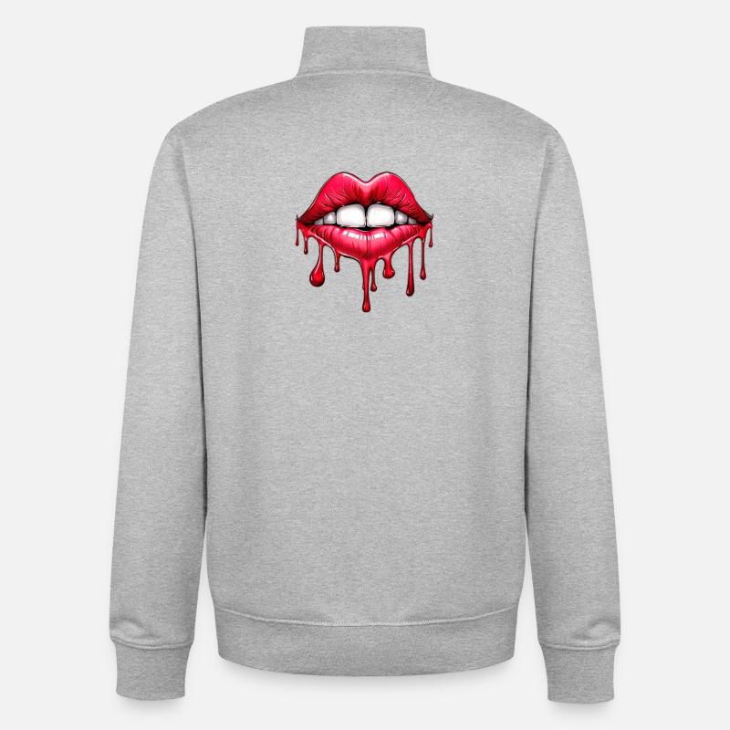 Lips - Unisex Organic Zip Sweatshirt by Stanley/Stella - heather grey