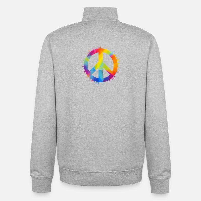Regenbogen Peace - Unisex Organic Zip Sweatshirt von Stanley/Stella - Grau meliert