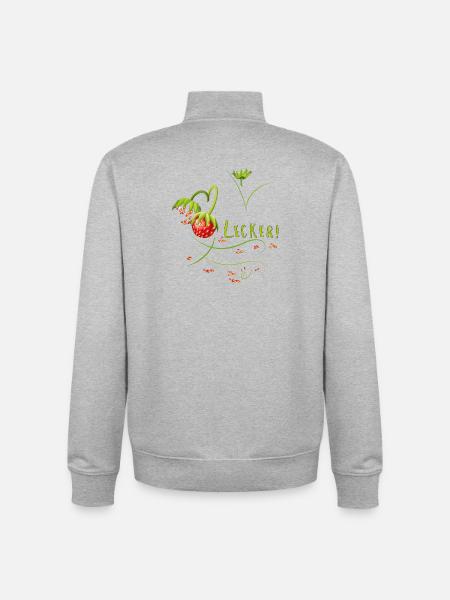 Erdbeerzeit, lecker, Erdbeere - Unisex Organic Zip Sweatshirt von Stanley/Stella - Grau meliert