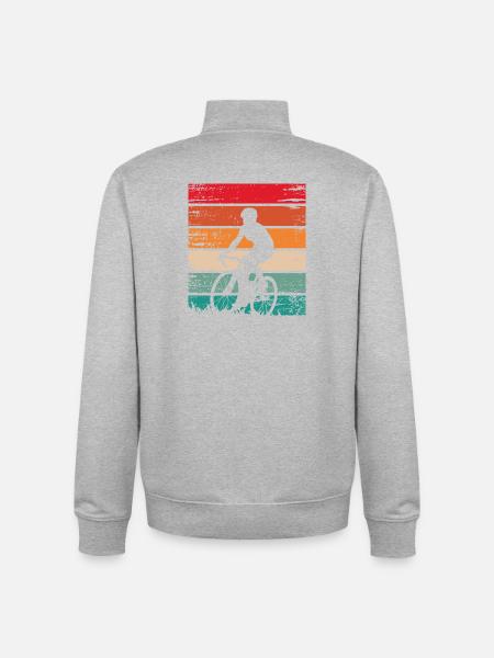 Retro Sunset Cyclist - Unisex Organic Zip Sweatshirt by Stanley/Stella - heather grey