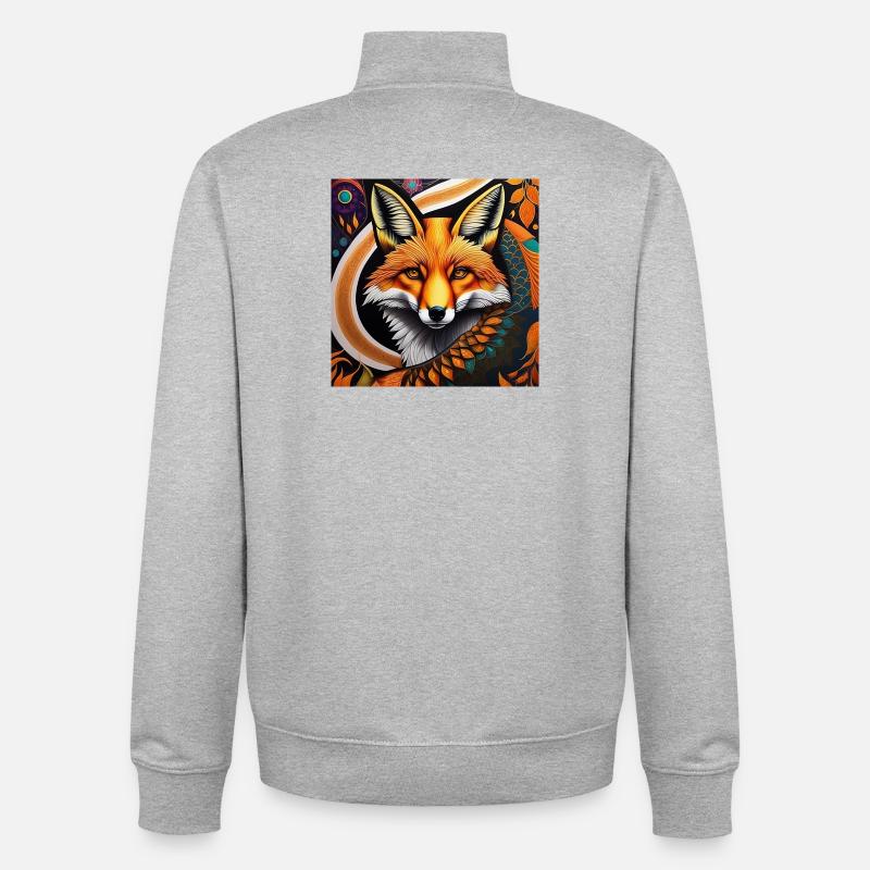 Fox - Unisex Organic Zip Sweatshirt by Stanley/Stella - heather grey