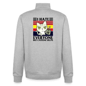 coffee, not in the morning, grumpy in the morning - Unisex Organic Zip Sweatshirt by Stanley/Stella - heather grey - Back - AI Model Male 185 light (185cm)