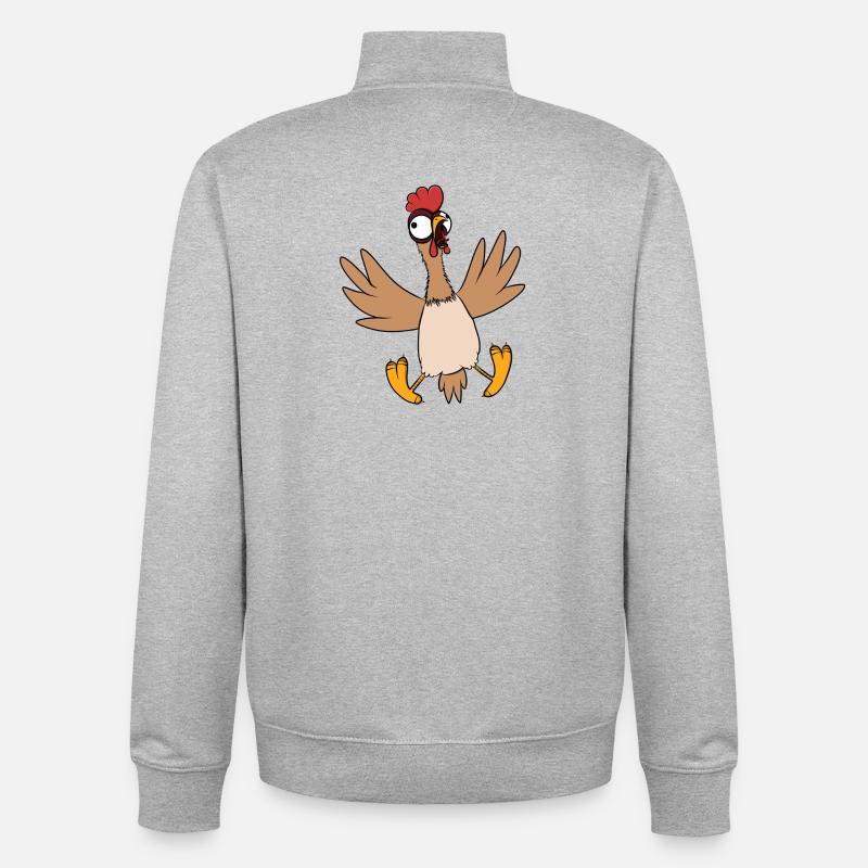 Poulet - Sweat zippé unisexe en coton bio Stanley/Stella - gris chiné