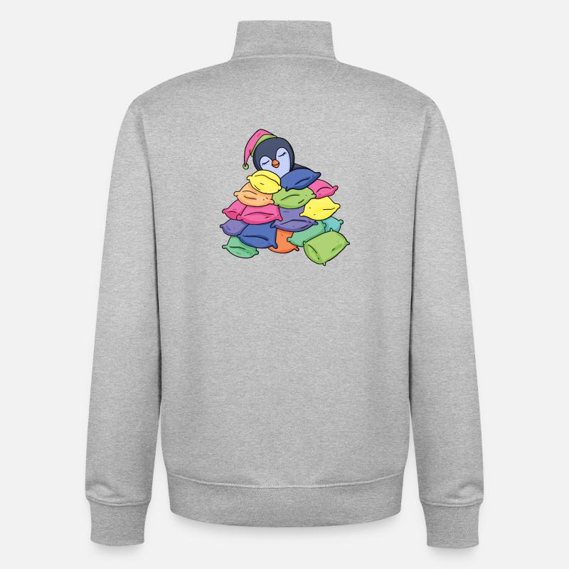 Sleeping Penguin - Unisex Organic Zip Sweatshirt by Stanley/Stella - heather grey