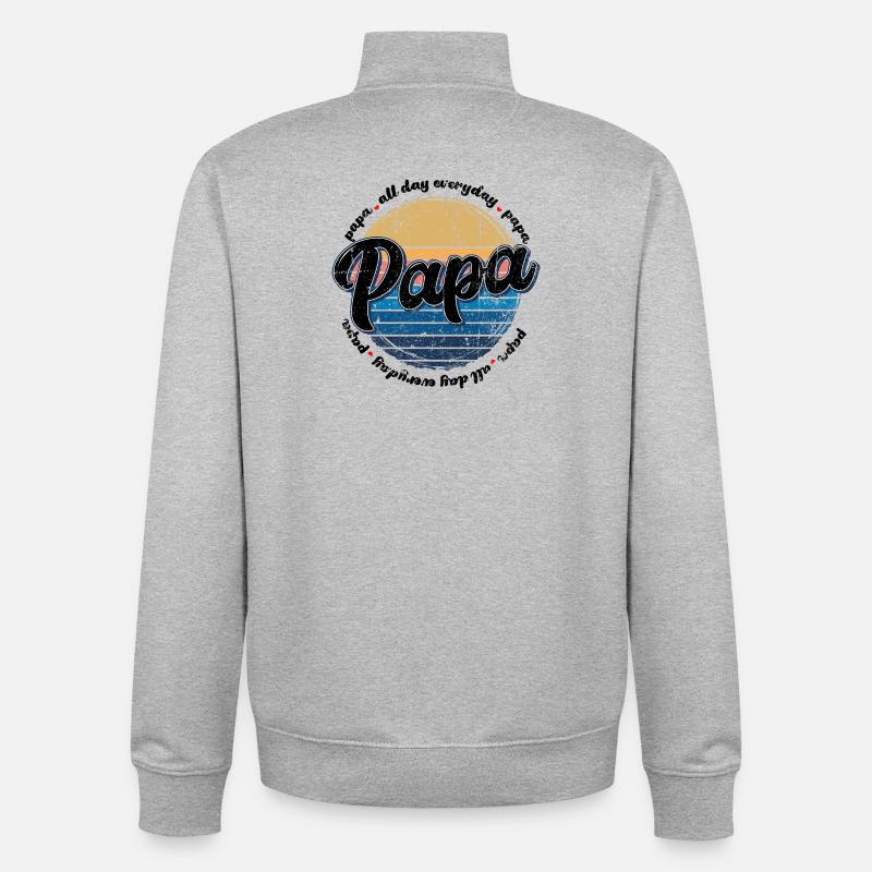 Papa Retro Sunset Script - Unisex Organic Zip Sweatshirt by Stanley/Stella - heather grey