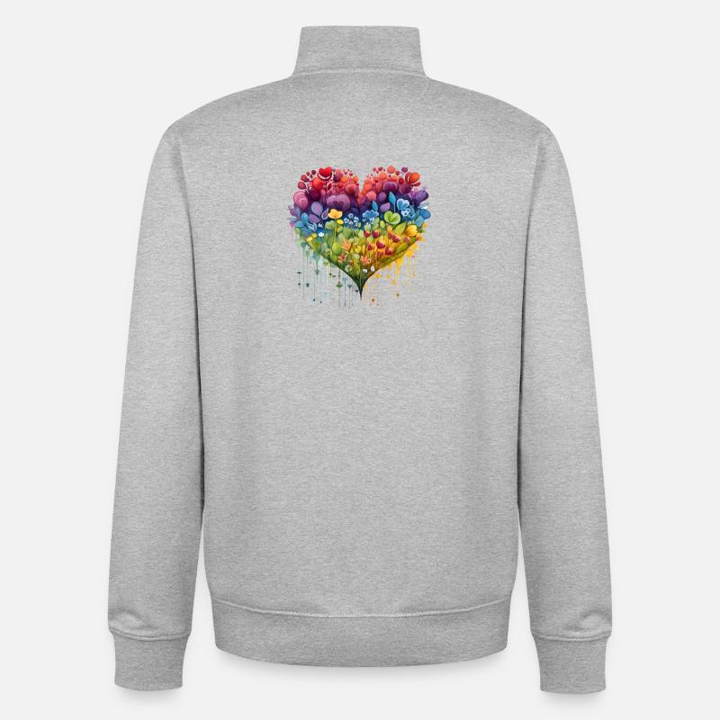 Cœur de fleur - Sweat zippé unisexe en coton bio Stanley/Stella - gris chiné