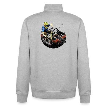 Peak Rider Mountainbike Action - Unisex Organic Zip Sweatshirt von Stanley/Stella - Grau meliert - Hinten - AI Model Male 185 light (185cm)