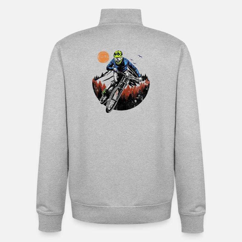 Cavalier de la crête de minuit - Sweat zippé unisexe en coton bio Stanley/Stella - gris chiné