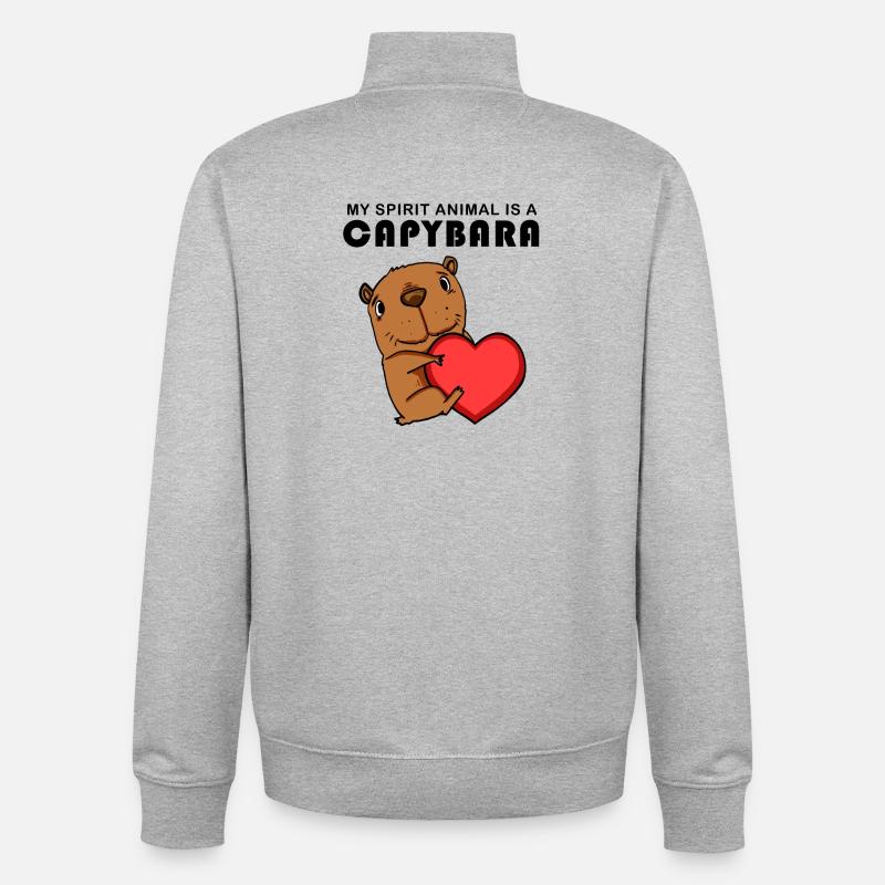 Capybara Wasserschwein - Sweat zippé unisexe en coton bio Stanley/Stella - gris chiné