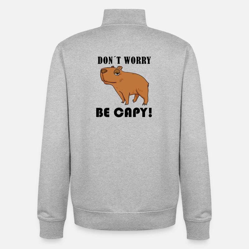 Capybara Capybara Cadeau - Sweat zippé unisexe en coton bio Stanley/Stella - gris chiné