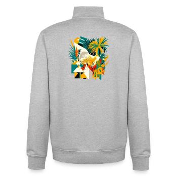 Palm trees and flowers from a cubic point of view - Unisex Organic Zip Sweatshirt by Stanley/Stella - heather grey - Back - AI Model Male 185 light (185cm)