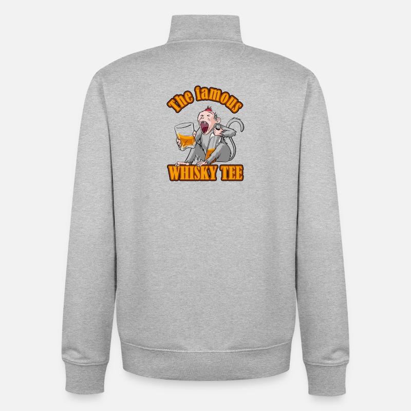 Das berühmte Whisky-Tee – Aper'Monkey Edition - Unisex Organic Zip Sweatshirt von Stanley/Stella - Grau meliert