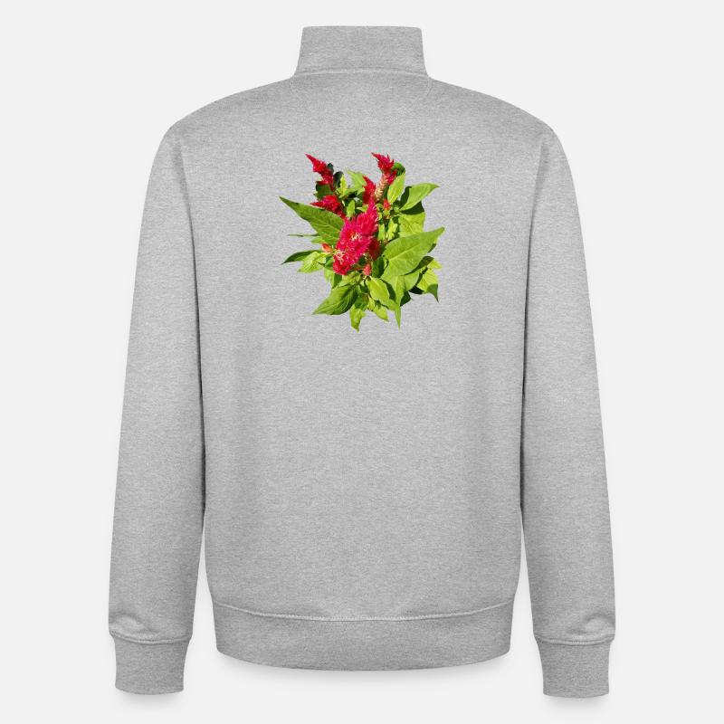 RED CELOSIA - Unisex Organic Zip Sweatshirt by Stanley/Stella - heather grey