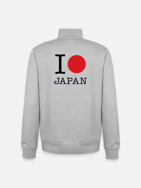 I LOVE JAPAN - Unisex Organic Zip Sweatshirt by Stanley/Stella - heather grey