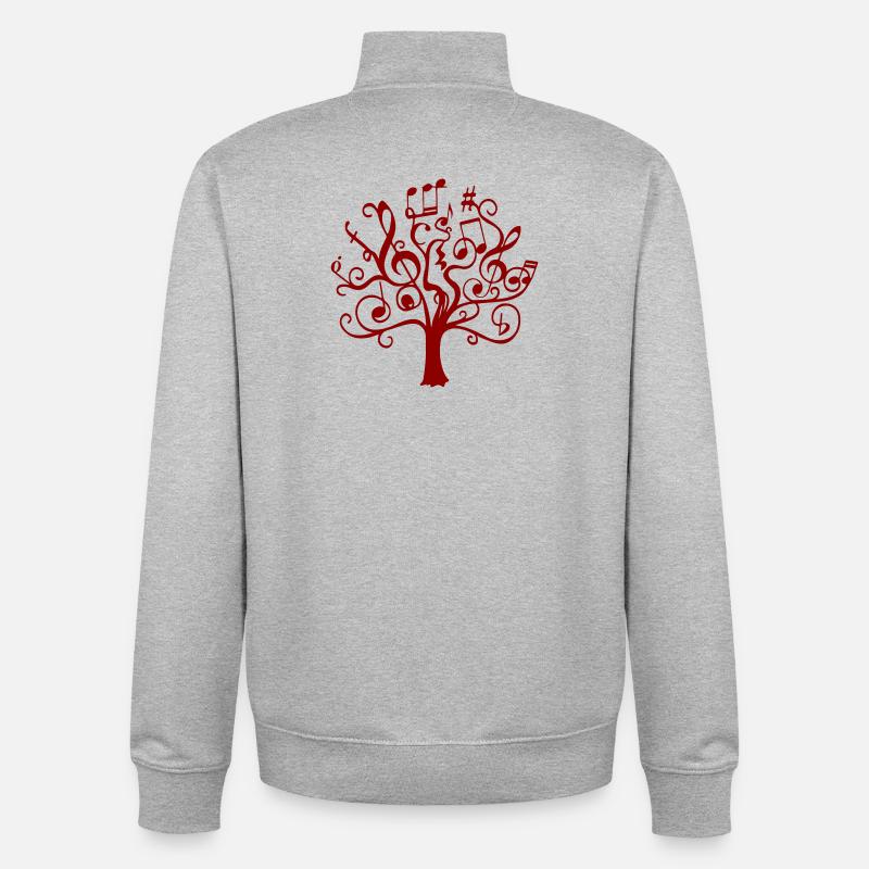 Red Note Tree - Unisex Organic Zip Sweatshirt by Stanley/Stella - heather grey