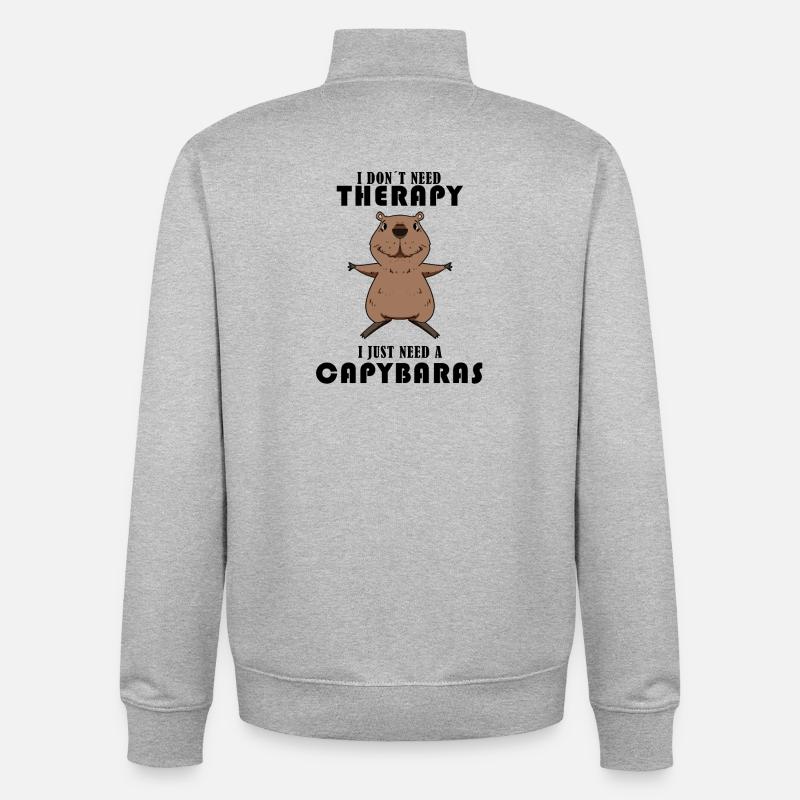 Capybara Wasserschwein Capybaras - Sweat zippé unisexe en coton bio Stanley/Stella - gris chiné