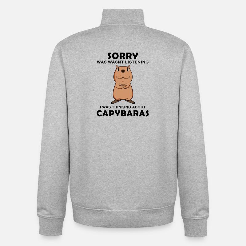 Capybara Wasserschwein Capybaras - Sweat zippé unisexe en coton bio Stanley/Stella - gris chiné