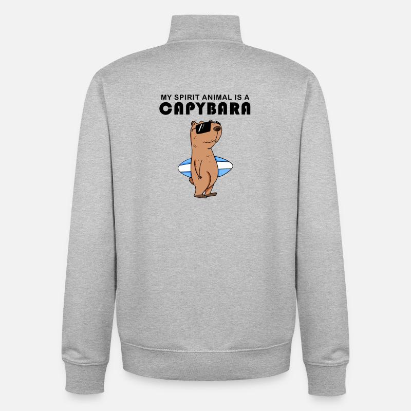 Capybara Wasserschwein Capybaras - Sweat zippé unisexe en coton bio Stanley/Stella - gris chiné