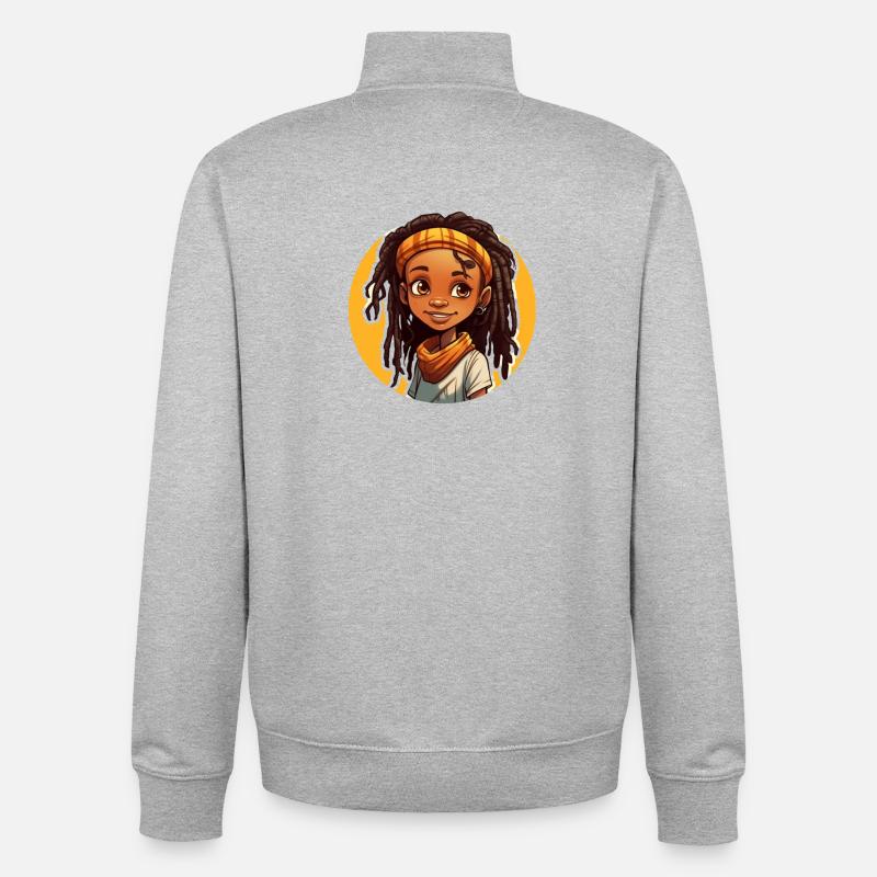 Lässiger Dreadlocks-Stil mit bunter Kopfbedeckung - Unisex Organic Zip Sweatshirt von Stanley/Stella - Grau meliert
