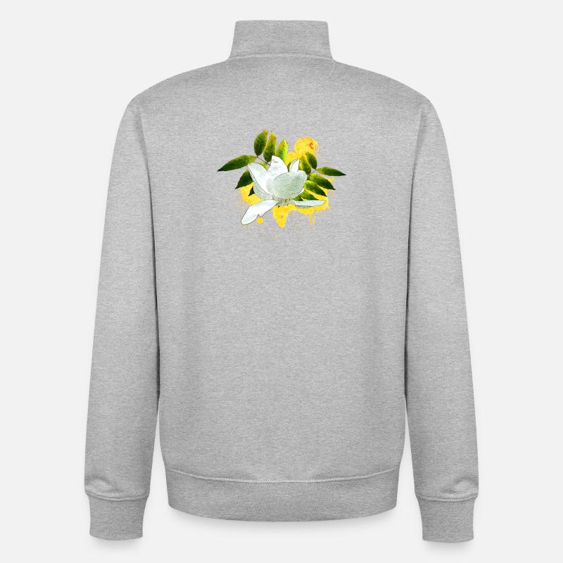 hübsche Blumenprints, Magnolie mit Blättern - Unisex Organic Zip Sweatshirt von Stanley/Stella - Grau meliert