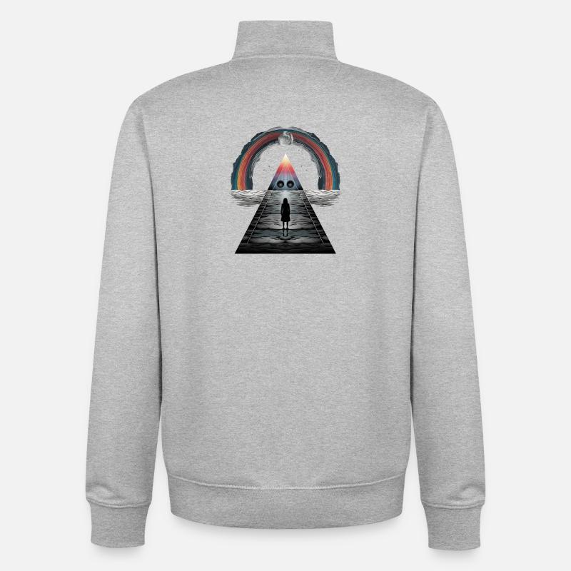 Rainbow Pyramid Moonlight Tango Dodgy - Unisex Organic Zip Sweatshirt by Stanley/Stella - heather grey