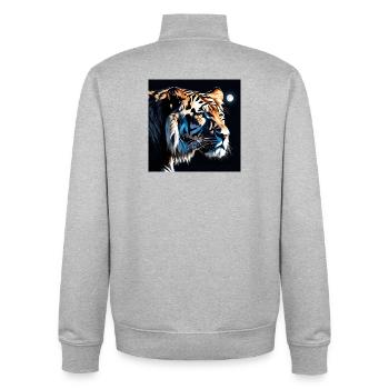 Mondlicht Tiger Neonkunst - Unisex Organic Zip Sweatshirt von Stanley/Stella - Grau meliert - Hinten - AI Model Male 185 light (185cm)