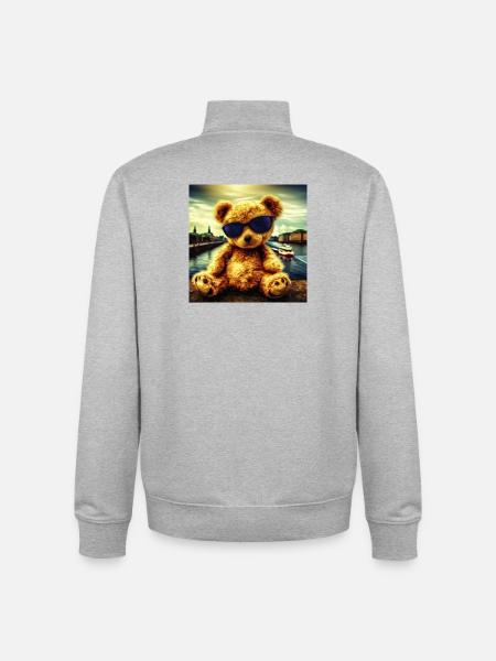 Teddy in Hamburg - Unisex Organic Zip Sweatshirt von Stanley/Stella - Grau meliert