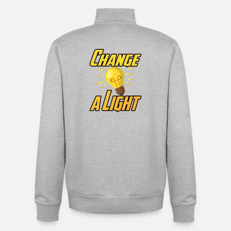 Change a Light - Unisex Organic Zip Sweatshirt by Stanley/Stella - heather grey