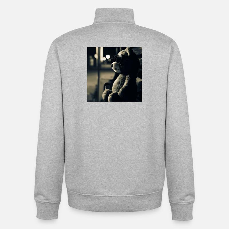 Teddy is wating - Unisex Organic Zip Sweatshirt von Stanley/Stella - Grau meliert